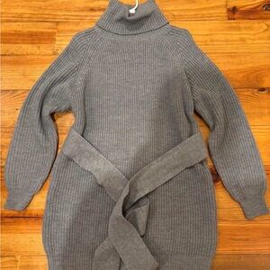 Gray Turtleneck Sweater Dress